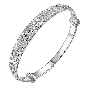 Silver Stars Sterling Silver Plated Filled Adjustable Bangle Bracelet